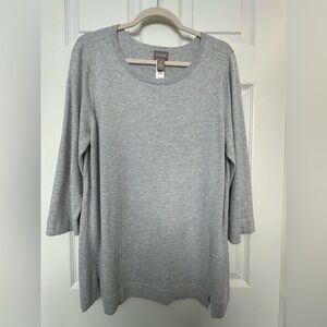Chicos Light Gray 3/4 Sleeve Top/sweater.   Size 3 aka 16/XL.